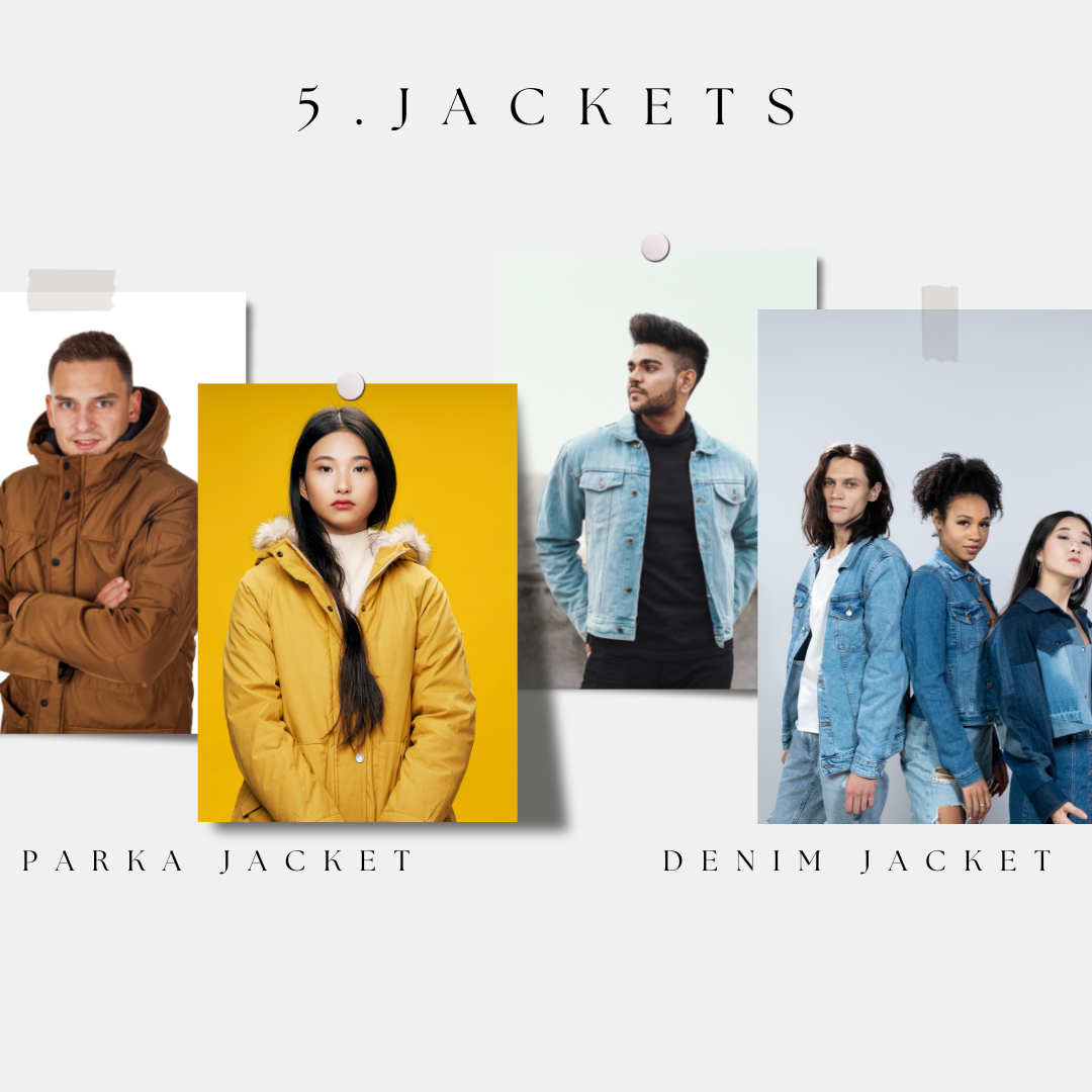 5 Jackets - Image Collage Created on Canva Pro